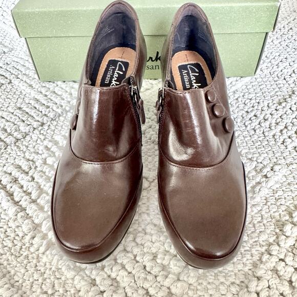 Clarks Artisan Solid Brown Leather Mule Diamond Trust Clogs Sz 5.5 84990 - Picture 2 of 16